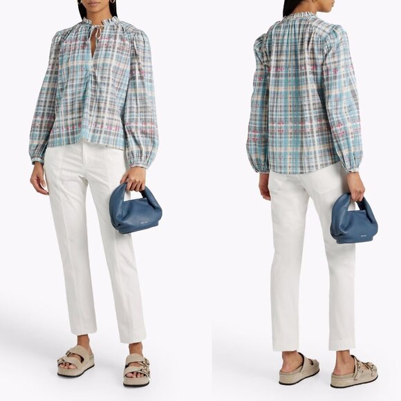 Joie Tops - NWT New $198 Joie Jindrah Gathered Printed Cotton Blouse Size S
